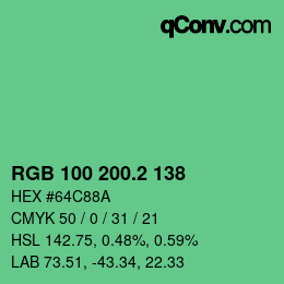 カラーコード: RGB 100 200.2 138 | qconv.com