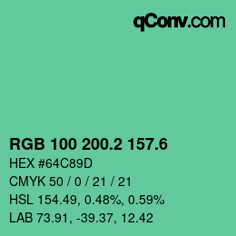 カラーコード: RGB 100 200.2 157.6 | qconv.com