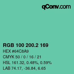 カラーコード: RGB 100 200.2 169 | qconv.com