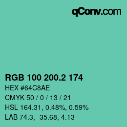カラーコード: RGB 100 200.2 174 | qconv.com