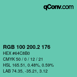 カラーコード: RGB 100 200.2 176 | qconv.com