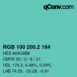 カラーコード: RGB 100 200.2 184 | qconv.com