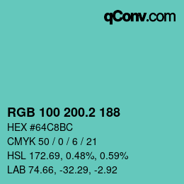 カラーコード: RGB 100 200.2 188 | qconv.com