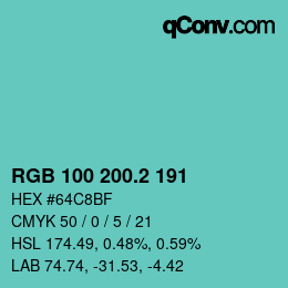 カラーコード: RGB 100 200.2 191 | qconv.com