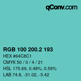Color code: RGB 100 200.2 193 | qconv.com