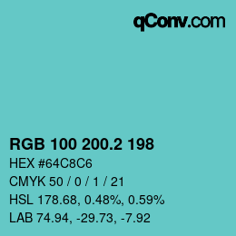 Color code: RGB 100 200.2 198 | qconv.com