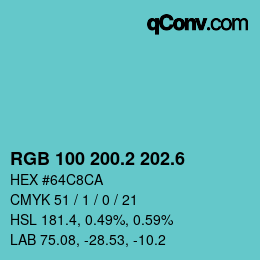 カラーコード: RGB 100 200.2 202.6 | qconv.com