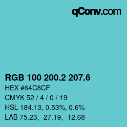 カラーコード: RGB 100 200.2 207.6 | qconv.com