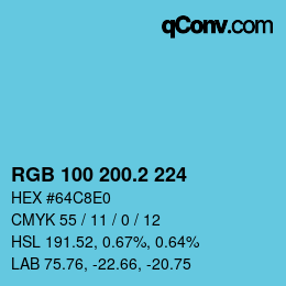 カラーコード: RGB 100 200.2 224 | qconv.com