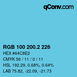 カラーコード: RGB 100 200.2 226 | qconv.com