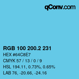 カラーコード: RGB 100 200.2 231 | qconv.com