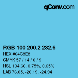 カラーコード: RGB 100 200.2 232.6 | qconv.com