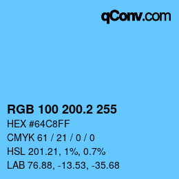 カラーコード: RGB 100 200.2 255 | qconv.com