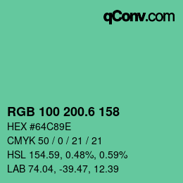 カラーコード: RGB 100 200.6 158 | qconv.com