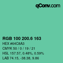 カラーコード: RGB 100 200.6 163 | qconv.com