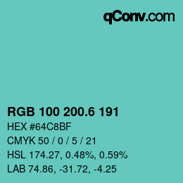 カラーコード: RGB 100 200.6 191 | qconv.com