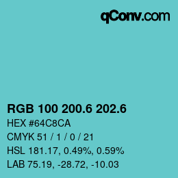 カラーコード: RGB 100 200.6 202.6 | qconv.com