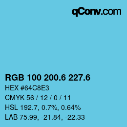 カラーコード: RGB 100 200.6 227.6 | qconv.com