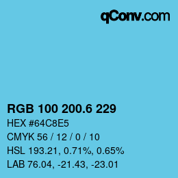 カラーコード: RGB 100 200.6 229 | qconv.com
