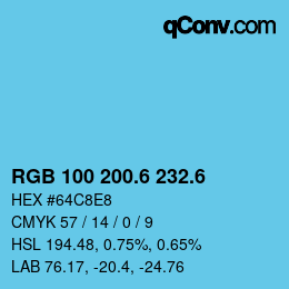 カラーコード: RGB 100 200.6 232.6 | qconv.com