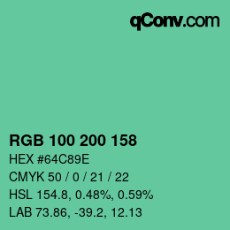 カラーコード: RGB 100 200 158 | qconv.com