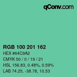Color code: RGB 100 201 162 | qconv.com