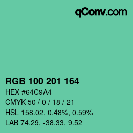 颜色代码: RGB 100 201 164 | qconv.com