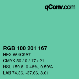 Color code: RGB 100 201 167 | qconv.com