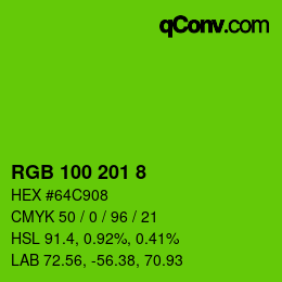 Color code: RGB 100 201 8 | qconv.com