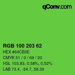 Farbcode: RGB 100 203 62 | qconv.com