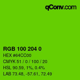 颜色代码: RGB 100 204 0 | qconv.com