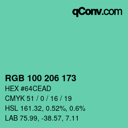 Color code: RGB 100 206 173 | qconv.com