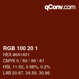 Color code: RGB 100 20 1 | qconv.com