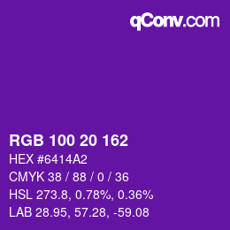 Color code: RGB 100 20 162 | qconv.com