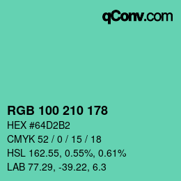 カラーコード: RGB 100 210 178 | qconv.com