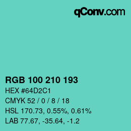 カラーコード: RGB 100 210 193 | qconv.com