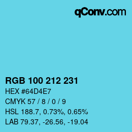 颜色代码: RGB 100 212 231 | qconv.com