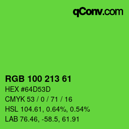 Color code: RGB 100 213 61 | qconv.com