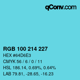 Color code: RGB 100 214 227 | qconv.com