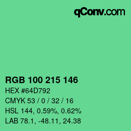Farbcode: RGB 100 215 146 | qconv.com