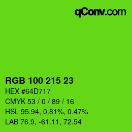 Color code: RGB 100 215 23 | qconv.com