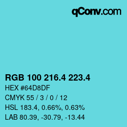 カラーコード: RGB 100 216.4 223.4 | qconv.com