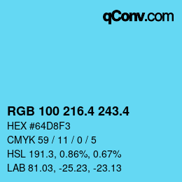 カラーコード: RGB 100 216.4 243.4 | qconv.com
