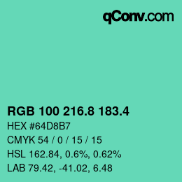 カラーコード: RGB 100 216.8 183.4 | qconv.com