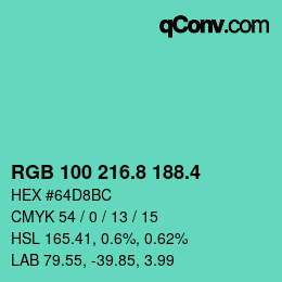 カラーコード: RGB 100 216.8 188.4 | qconv.com