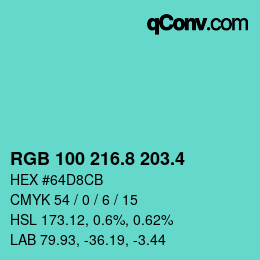 カラーコード: RGB 100 216.8 203.4 | qconv.com