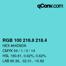 カラーコード: RGB 100 216.8 218.4 | qconv.com