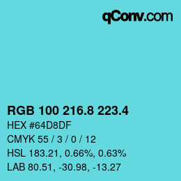カラーコード: RGB 100 216.8 223.4 | qconv.com