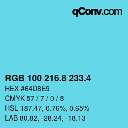 カラーコード: RGB 100 216.8 233.4 | qconv.com