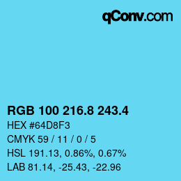 カラーコード: RGB 100 216.8 243.4 | qconv.com